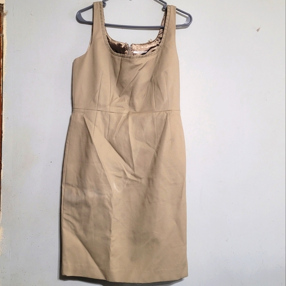 T Tahari Tan  Dress Women's Size 12 Large Knee Length Sheath Tank Lined Office - Picture 1 of 4